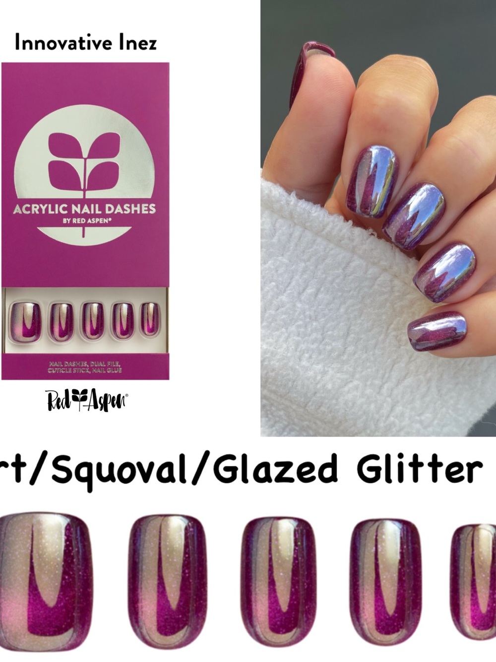 👩‍🎤Red Aspen Innovative Inez Acrylic Press-On Nails - Iridescent Purple Pink